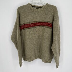 American Eagle Men's Vintage Brown Striped Lambswool Crewneck‎ Sweater Size XL